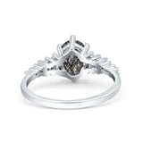 Oval Natural Stone Tapered Baguette Ring