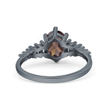 Oval Natural Stone Tapered Baguette Ring