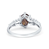 Oval Natural Stone Tapered Baguette Ring