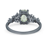 Art Deco Natural Green Amethyst Prasiolite Silver Ring