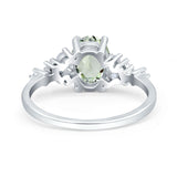 Art Deco Natural Green Amethyst Prasiolite Silver Ring