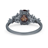 Art Deco Natural Chocolate Smoky Quartz Silver Ring