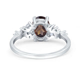 Art Deco Natural Chocolate Smoky Quartz Silver Ring