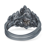 Vintage Oval Leaf Style Chevron Ring