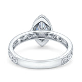 Marquise Halo Filigree Ring