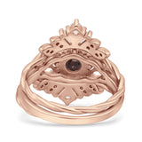 Three Piece Round Leaf Style Bridal Silver Ring