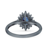 Art Deco Oval Halo Floral Ring