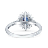 Art Deco Oval Halo Floral Ring