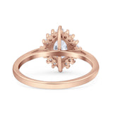 Art Deco Oval Halo Floral Ring