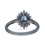 Art Deco Oval Halo Floral Ring