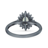 Art Deco Oval Halo Floral Ring