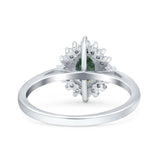 Art Deco Oval Halo Floral Ring