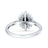 Art Deco Oval Halo Floral Ring