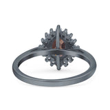 Art Deco Oval Halo Floral Ring