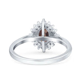 Art Deco Oval Halo Floral Ring