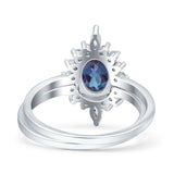 Two Piece Oval Curved Contour Silver Ring