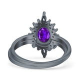 Two Piece Oval Curved Contour Silver Ring