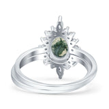Two Piece Oval Curved Contour Silver Ring