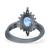 Two Piece Oval Curved Contour Silver Ring