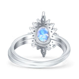 Two Piece Oval Curved Contour Silver Ring