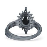 Two Piece Oval Curved Contour Silver Ring