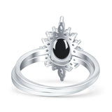 Two Piece Oval Curved Contour Silver Ring