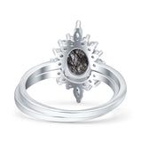 Two Piece Oval Curved Contour Silver Ring