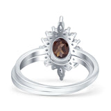 Two Piece Oval Curved Contour Silver Ring