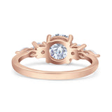 Round Five Stone Marqise Style Silver Ring