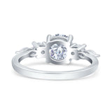 Round Five Stone Marqise Style Silver Ring