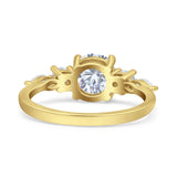 Round Five Stone Marqise Style Silver Ring