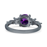 Round Five Stone Marqise Style Silver Ring