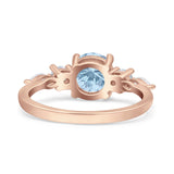 Round Five Stone Marqise Style Silver Ring