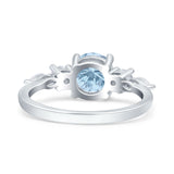 Round Five Stone Marqise Style Silver Ring