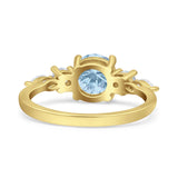 Round Five Stone Marqise Style Silver Ring