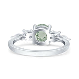Round Five Stone Marqise Style Silver Ring