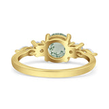 Round Five Stone Marqise Style Silver Ring