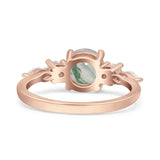 Round Five Stone Marqise Style Silver Ring