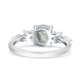 Round Five Stone Marqise Style Silver Ring