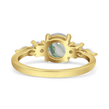 Round Five Stone Marqise Style Silver Ring