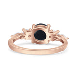 Round Five Stone Marqise Style Silver Ring