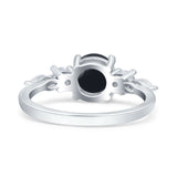Round Five Stone Marqise Style Silver Ring