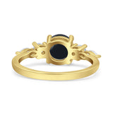 Round Five Stone Marqise Style Silver Ring