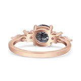 Round Five Stone Marqise Style Silver Ring