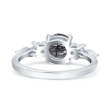 Round Five Stone Marqise Style Silver Ring