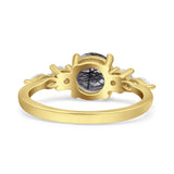 Round Five Stone Marqise Style Silver Ring