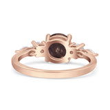 Round Five Stone Marqise Style Silver Ring