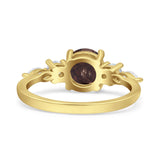 Round Five Stone Marqise Style Silver Ring