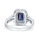 Art Deco Emerald Cut Halo Bridal Ring