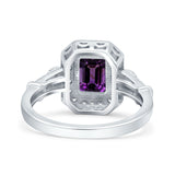 Art Deco Emerald Cut Halo Bridal Ring